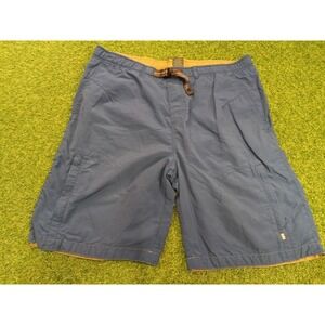 REI Cargo‎ Shorts Mens Medium Navy Blue Mesh Lined Belted Waist Hiking Camping